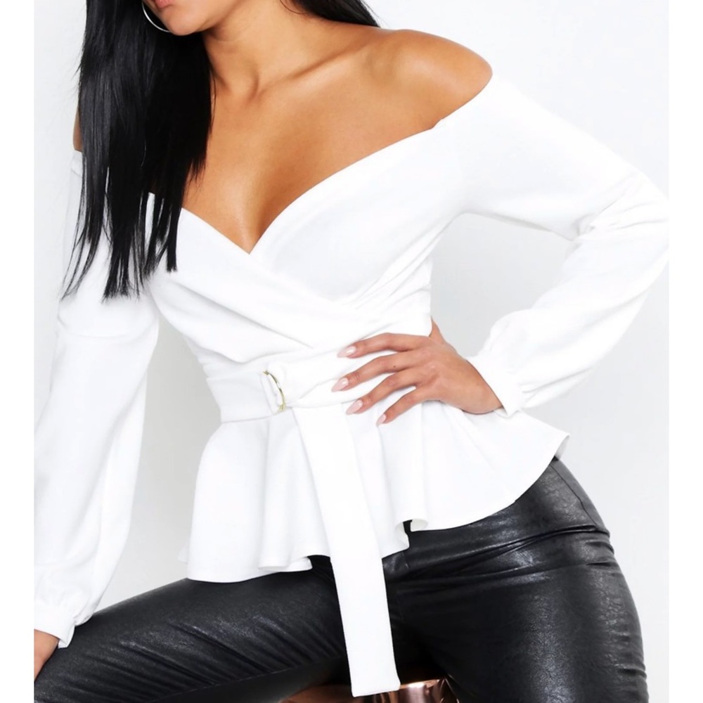 Boohoo wrap peplum top
